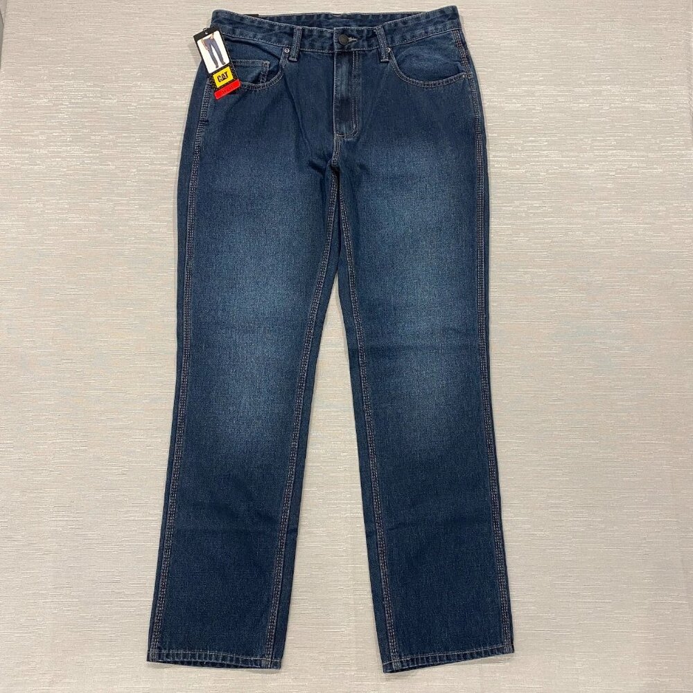 CAT Caterpillar Rigid Work Jeans Mens 34 x 32 Tough 100% Cotton Denim Pants